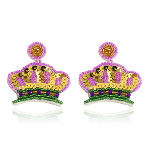 Pendientes Colgantes de Lentejuelas con Diseño de Máscara y Corona de Mardi Gras, Joyería Colorida para Festivales, Accesorios de Fiesta de Carnaval - Product Image 5