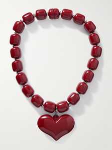 MN EXPORTS Black Resin Beaded <b>Necklace</b> with Heart Pendant Fashion <b>Statement</b> Jewelry Unisex Party Wedding Handmade - Product Image 3