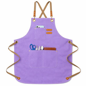 Custom Logo Reusable Eco-Friendly Cotton Washed <b>Denim</b> Sleeveless Artist Work Bib <b>Apron</b> Cross Adjustable Straps Pockets Cleaning - Product Image 6