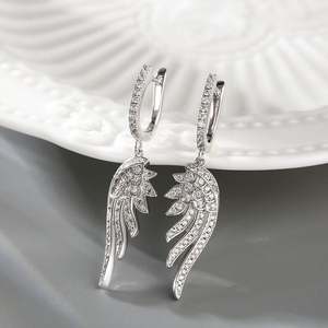 Boucles d'oreilles pendantes Jeulia Light As a Feather en argent sterling à coupe ronde - Product Image 6