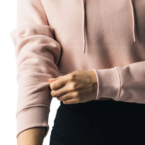 Stylish <b>Women's</b> Cotton Fleece Long Sleeves Casual Pullover <b>Hoodie</b> Winter Zipper Collar Custom <b>Crop</b> Top 3D Streetwear Front Logo - Product Image 6