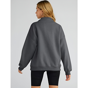 Best Selling Women's Solid Mock <b>Neck</b> Fleece Sweatshirt Quick Dry Casual Wear Lightweight Customized Logo Printing - Product Image 2