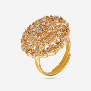 185590 Micro Pave <b>Cluster</b> Fashion Rings Gold Rhodium Plated Zircon Finger Ring for Party Cut Diamond Shape Micro Pave Micro Pave - Product Image 1