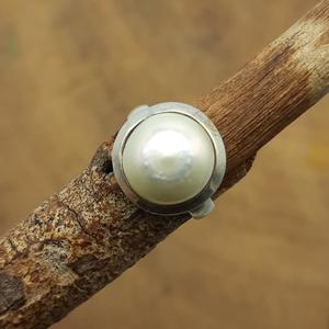 แหวนเงินแท้925ไข่มุกน้ำจืดน้ำหนักเบาแหวนโบโฮสำหรับช่างฝีมือครบรอบ - Product Image 4