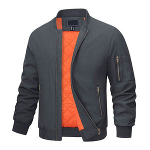 Chaqueta Bomber de Lona para Hombre, Cuello Alto, Invierno, Logotipo Frontal, Cierre Completo, Acolchada, Transpirable, Calefactable, Gruesa, Cortavientos, Estilo Piloto - Product Image 4