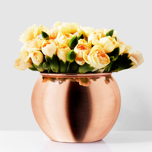 Home Decorative Metal Flower Bowl <b>Vase</b> With <b>Copper</b> Finishing Modern Aluminum Flower Pots for Home and Table Decoration - Product Image 4