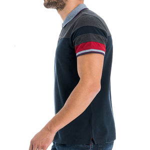 Polo de golf hecho a medida de nuevo diseño, Polo de manga corta con panel de moda de color contrastante para hombre - Product Image 5