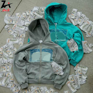 Sudaderas con Capucha Vintage de Invierno con Bordado 3D, Estampado de Espuma de Burbujas, Cremallera, Forro Polar, Algodón, Tallas Grandes, Colores Personalizados para Hombre y Mujer - Product Image 4