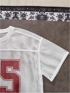 <b>Men's</b> Casual Football Jersey Shirt Crew Neck Short Sleeve <b>Mesh</b> <b>Top</b> with Number Print for American Football Team Name Shirts - Product Image 3