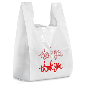 Proveedor logotipo personalizado huecograbado impreso reciclable supermercado restaurante compras de plástico gracias camisetas bolsas comida tachuela bolsa - Product Image 4
