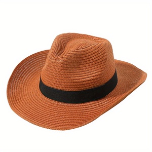 Wholesale Summer Adults' Paper Straw <b>Fedora</b> <b>Hat</b> Custom Logo Summer Panama Beach Sun <b>Hat</b> Wide Brim Roll-Up <b>Men</b> Women Kids Travel - Product Image 1