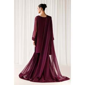 Luxury PLUM Color Long Length <b>Chiffon</b> Hijab <b>Scarf</b> Lightweight for Autumn - Product Image 5