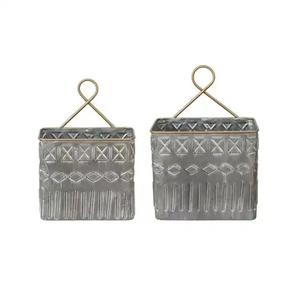 SET/2 nuevo estilo galvanizado pared bolsillo forma personalizada hecho a mano elegante maceta jardinería decorativa al por mayor maceta de pared Vintage - Product Image 1