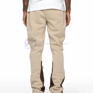 Vêtements d'extérieur confortables pour hommes, pantalons de jogging évasés en toile, poids lourd, taille élastique, hip-hop, design personnalisé, qualité supérieure, devant - Product Image 4