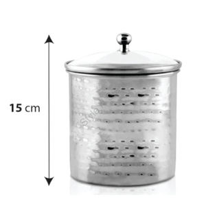 Boîtes de stockage en acier inoxydable martelé 2 pièces de 1000ml avec couvercles en verre hermétiques Boîtes métalliques durables - Product Image 3