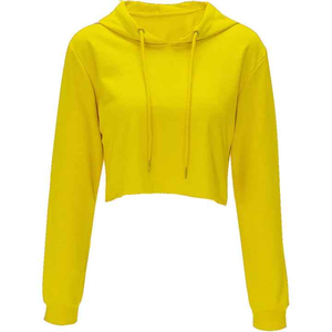 Femmes ample à manches longues pull coton blanc surdimensionné pull à capuche personnalisé haut court sweats à capuche pour femmes - Product Image 5