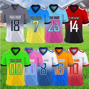 Maillot de football américain respirant et antibactérien personnalisé, manches courtes, uniforme de jeu en maille, taille XL, grande taille, transfert thermique - Product Image 4