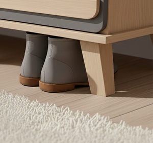 ตู้ชั้นวางรองเท้าสูง4ชั้นแบบโมเดิร์นต้นกำเนิดจากมาเลเซีย SC102ไม้โอ๊คสีเข้มสีเทาเข้มสำหรับเฟอร์นิเจอร์บ้านโรงเรียน - Product Image 4