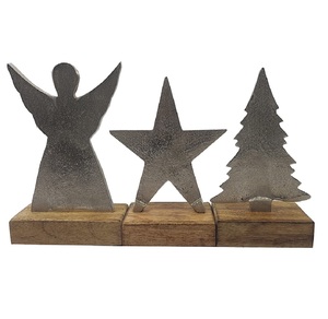 Exhibición de árbol de Navidad de Metal de llegada superior en Base de madera, diseño de arte para el hogar, escultura de escritorio de oficina para sala de estar al precio más bajo - Product Image 1