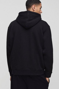 Vente chaude Noir 330GSM Surdimensionné Boxy Applique Full Zip Up Through Hoodi pour Hommes Personnalisé En Gros Usine Prix Hommes Hoodies - Product Image 2