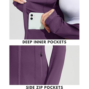 Veste d'entraînement de yoga pour femmes, extensible, confortable, fermeture éclair intégrale, haut léger, nylon, élasthanne, athlétique, respirant - Product Image 2