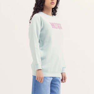 Sweats à capuche tricotés solides et décontractés à logo personnalisé pour femmes Sweat-shirt en coton à manches longues et col rond avec logo avant Design personnalisé - Product Image 2