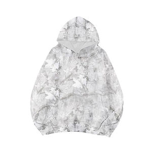 Sweat à capuche en molleton 100% coton délavé blanc de qualité supérieure Unisexe décontracté confortable à porter au quotidien - Product Image 1