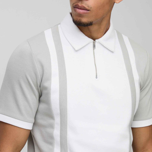 Chemises polo de golf en coton avec imprimé personnalisé pour hommes T-shirts de sport décontractés à manches courtes et demi-fermeture éclair pour hommes grande taille - Product Image 4