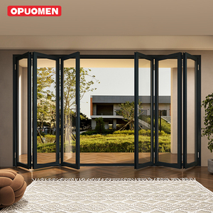 OPUOMEN Pantalla plegable horizontal de acordeón de ventana plegable de vidrio templado de aluminio para hoteles al aire libre Diseño gráfico exterior - Product Image 1