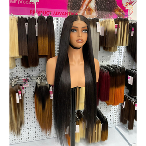 Cabello humano Remy vietnamita de grado superior doble cutícula dibujada alineada 2X6 peluca con cierre de encaje Color negro Natural hueso recto - Product Image 6