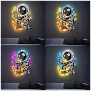 Logotipo de la tienda personalizada Letrero de neón Led Marca personalizada Letrero de neón Luz <span class=keywords><strong>Pizza</strong></span> con astronautas Letrero de neón Luz para decoración de pared - Product Image 5