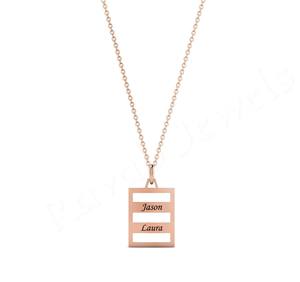 Collier pendentif en argent Sterling carré personnalisé pour femmes de haute qualité plaqué or à la mode Alphabet Design classique en gros - Product Image 2