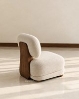 DECORS ALL Ensemble de canapés en velours beige moderne avec base en bois et table basse ronde Garantie 1 an