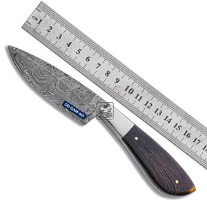 DD-DAM-463แฮนด์เมดมีดล่าสัตว์ดามัสกัสใบมีดสลักไม้ Wenge ปลอกหนังสลักด้วยเลเซอร์ - Product Image 3