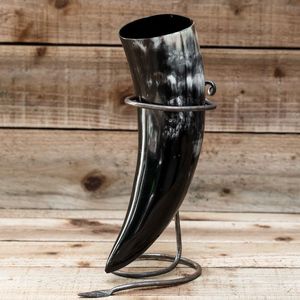 Cuernos vikingos modernos para beber con soporte de cuerno hechos de cuernos de búfalo fabricante y exportador de India para fiesta de Navidad - Product Image 4