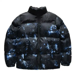 Custom Galaxy Print <b>Puffer</b> Jacket <b>for</b> <b>Men</b> Winter Warm Streetwear Down <b>Coat</b> Bubble Outerwear OEM ODM Wholesale Available - Product Image 1