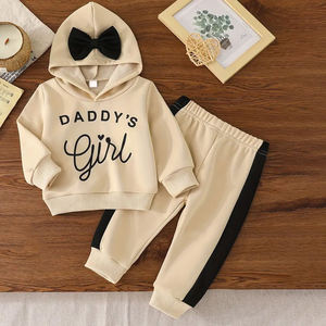 Ligero polar invierno Casual sólido suéter chándal deportes Sudadera con capucha niños traje ropa deportiva traje bebé niña conjuntos de ropa - Product Image 1