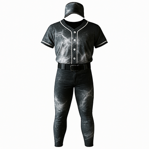 Conjunto de Uniforme de Béisbol con Estampado Digital Personalizado |   Pantalones Deportivos Transpirables Que Absorben la Humedad, Gorra, Cuello en V, Tela de 220g, Unisex para Adultos - Product Image 4