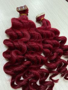 100% Vierge Réel Brésilien Remy Extensions De Cheveux Corps Ondulé Vague Rouge Couleur Aucun Emmêlement Aucune Perte 100g Par Paquet - Product Image 4