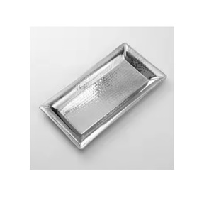Plateau de service rectangulaire en acier inoxydable, écologique, de luxe, style Art déco martelé, décoration de table de haute qualité - Product Image 1