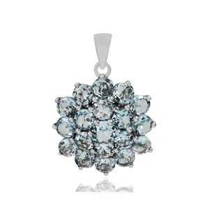 Colgante fino de Plata de Ley 925 con piedras preciosas de Topacio Azul Estilo religioso de la India Estilos surtidos chapados en oro para regalos de fiestas - Product Image 1
