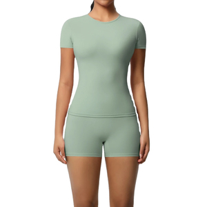 Women's Summer Sports <b>Bodysuits</b> Jumpsuits 2PC Quick-Drying Gym Leggings Cycling Shorts Set Breathable Stretchy <b>Slim</b> Fitness - Product Image 1