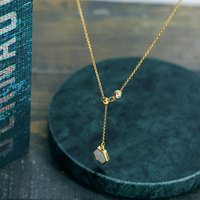 Collar de Joyería con Colgante Hexagonal Ajustable, Chapado en Oro de 18k, Acero Inoxidable 316L Resistente al Agua, para Mujer