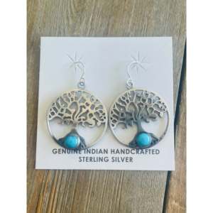 Pendientes Colgantes de Plata de Ley y Turquesa Tony Yazzie Kingman con Perlas y Diamantes, Estilo Religioso para Bodas y Fiestas - Product Image 1