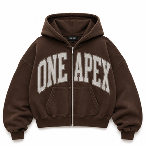Sudadera con capucha extragrande para mujer, con cremallera completa, de algodón grueso marrón, con gráfico de diamantes de imitación, estilo urbano, OEM ODM, marca privada - Product Image 6