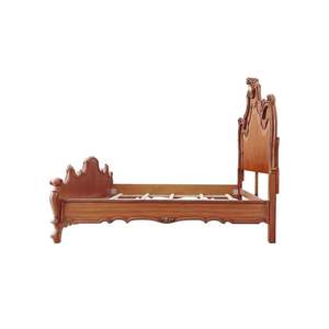<b>Antique</b> Carved Solid Mahogany Wood <b>Bed</b> <b>Frame</b> Traditional Classic Style Brown Mid-Century <b>Bed</b> - Product Image 3