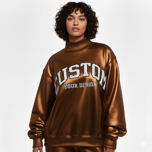 Sweat-shirts à col montant surdimensionnés de qualité supérieure, lourds et brodés pour femmes - Product Image 1