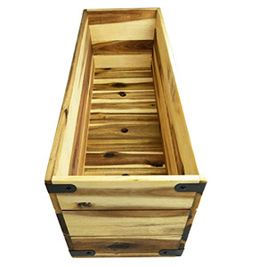 Jardinière surélevée rectangulaire en bois de pin de luxe moderne avec trous de drainage pour balcon, balustrade, terrasse, usage domestique, capacité de 5,5 litres - Product Image 4