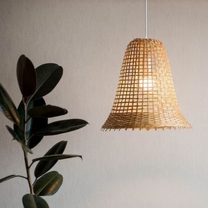 โคมไฟระย้าไม้ไผ่โบราณแบบเดี่ยวโคมไฟแขวนเพดานไม้ธรรมชาติโคมไฟระย้าไม้ไผ่ธรรมชาติสไตล์ทอ - Product Image 4