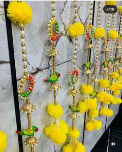 Caléndula amarilla y loro Tota cadena decorativa guirnalda de flores esponjosas artificiales para puerta de casa templo Diwali boda Pooja Decoración - Product Image 1